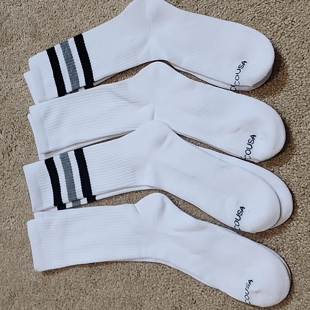 Mens white crew socks dc shoes brand 4 pairs